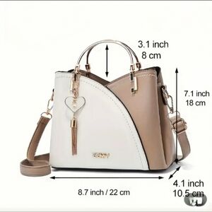 White and Tan Women's Handbag